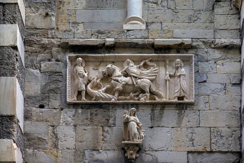 Figurative representation of St George, including the Virgin Mary, Cathedral of San Lorenzo, Piazza