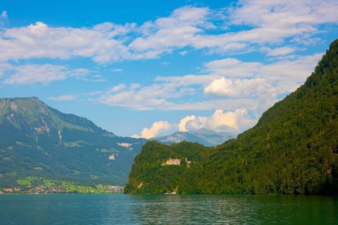 The Historical Grandhotel Giessbach on the Mountain Side on Lake Brienz in Brienz, Bern Canton,