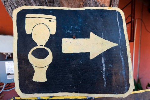 Toilet, hint, WC, direction, hint, painted, picture, arrow, toilet sign