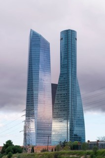 Office towers in the contemporary urban landscape in the Cuatro Torres financial area in the city