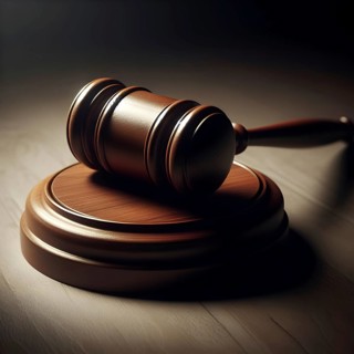 Justice law hammer or gravel in a courtroom. AI Generated, AI generated