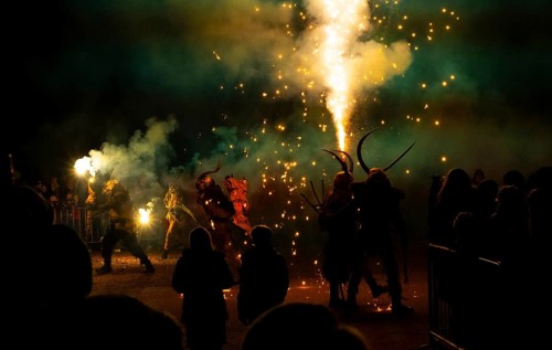 Devils, Perchten, Trebesing devils, fire, torches, Trebesing, Carinthia