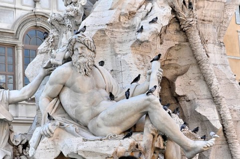 Detail, Moor Fountain, Fontana del Moro, Piazza Navona, Rome, Lazio, ItalyRome, Italy, Europe