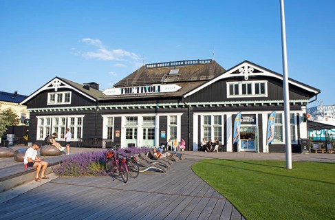 Tivoli House of Culture, former railway station, on the Kajpromenaden, Helsingborg, Skane laen,