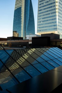 Office towers in the contemporary urban landscape in the Cuatro Torres financial area in the city