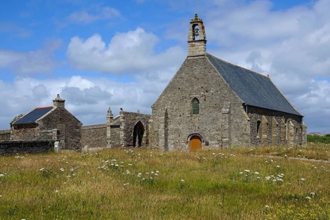 Chapel of Notre Dame de Grace at the ruins of Saint-Mathieu Abbey on the Pointe Saint-Mathieu,
