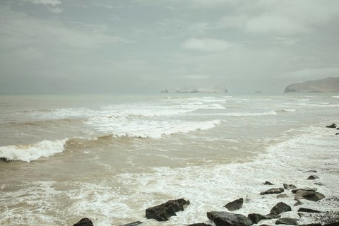 View of the island of San Lorenzo from the beach of La Punta, Callao, Lima