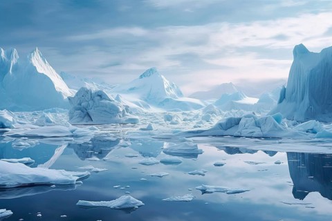 Aerial view of an Antarctic icy landscape, AI Generated, AI generated