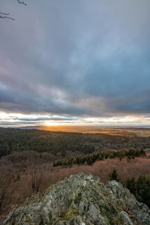 Landscape at the Grosser Zacken, Taunus volcanic region. A cloudy, sunny autumn day, meadows,