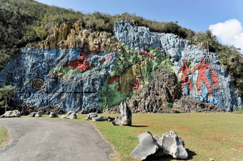 Mural de la Prehistoria, prehistoric wall, painted in 1961 by Mexican artist Leovigildo Gonzalez