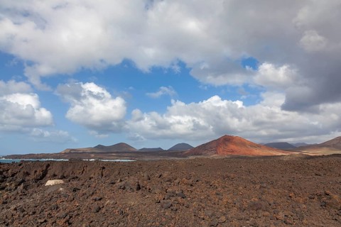 Lava field, volcanic landscape, fire mountains, volcanoes, Lanzarote, Canary Islands, Spain, Europe