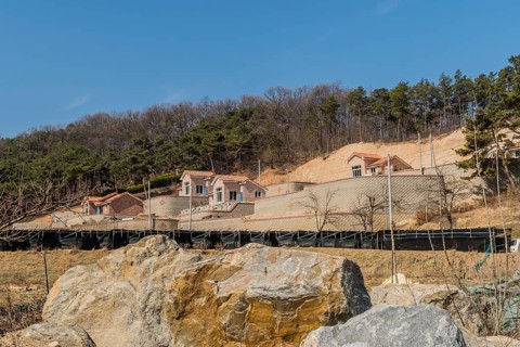 Chungju, South Korea, March 22, 2020: For editorial use only. Newly constructed single family homes