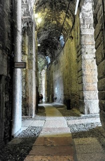 Detail, Corridors, Paths, Roman Arena of Verona, 1st century Veneto, Italy, Verona, Veneto, Italy,