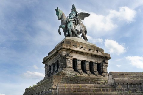 William I Equestrian statue, first German emperor at the German corner, Coblenz, Rhineland