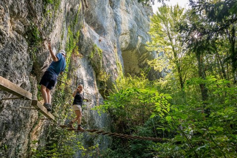 Via ferrata, Nans-sous-Sainte-Anne, Departement Doubs, Bourgogne-Franche-Comte, Jura, France,