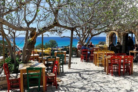 Taverna of Falassarna, West Coast, Crete, Greece, Europe