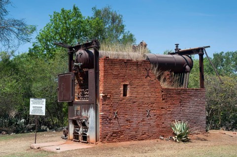 German decommissioned steam engine from 1904 at Lake Otjikoto, used as a pump to supply drinking
