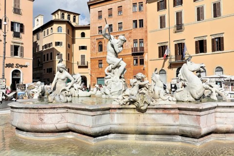 Fountain of the Moors, Fontana del Moro, Piazza Navona, Rome, Lazio, Italy, Europe