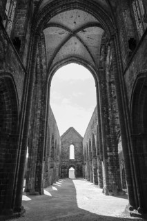Nave of the ruins of the abbey church of Saint-Mathieu on the Pointe Saint-Mathieu, Plougonvelin,