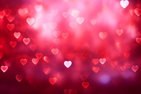 A romantic and dreamy background featuring heart-shaped bokeh lights, perfect for Valentine Day or