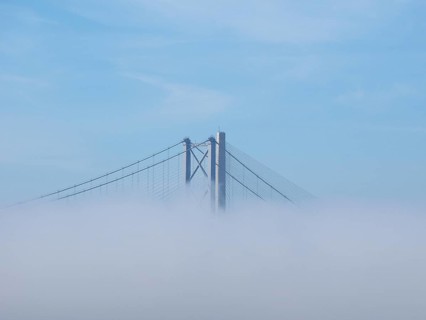 Forth Road Bridge over Firth of Forth in Edinburgh, Scotland, United Kingdom, Europe