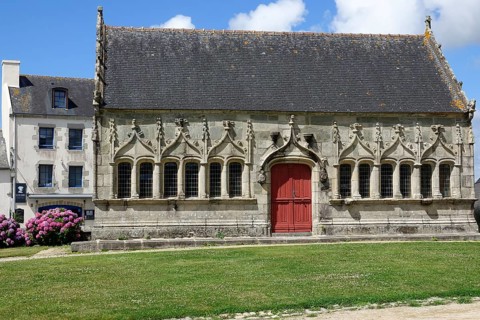 Ossuary from the 16th century, enclosed parish of Enclos Paroissial de Pleyben, Finistere