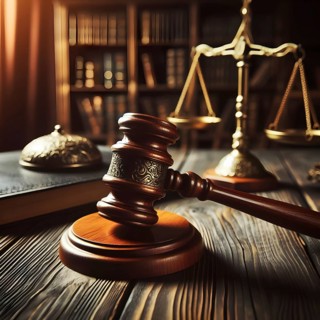 Justice law hammer or gravel and a scale in a courtroom. AI Generated, AI generated