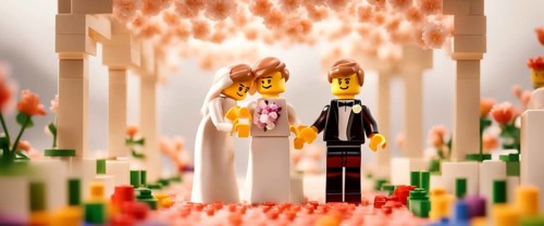 A decorative cake topper featuring a miniature bride and groom, perfect for wedding celebrations ai