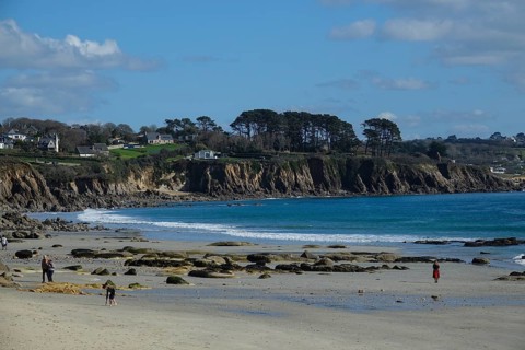 Sandy beach beach Plage Du Trez Hir in Plougonvelin on the Atlantic coast at the mouth of the Bay