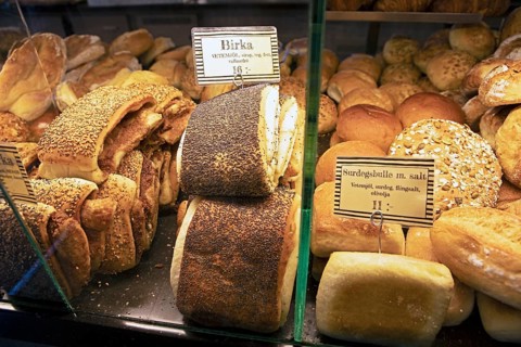 Swedish pastry for sale in a Swedish bakery, Gothenburg, Vaestra Goetalands laen province, Sweden,