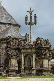 Calvary Calvaire, granite stone carving, Enclos Paroissial parish enclosure of Guimiliau, Finistere