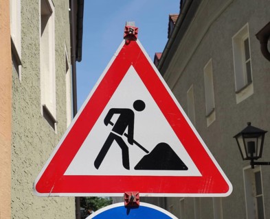 Road works sign