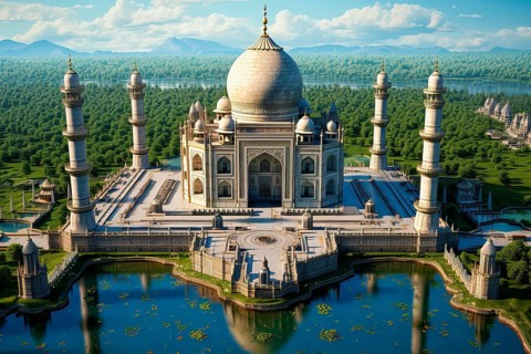 Surrealist view of Agra Taj Mahal, India, AI Generated, AI generated, Asia