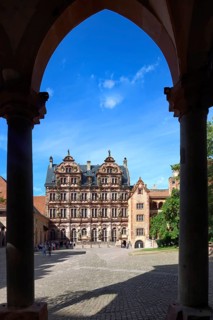 Heidelberg castle, Courtyard with the Friedrich building, Heidelberg, Baden Wurttemberg, Germany,
