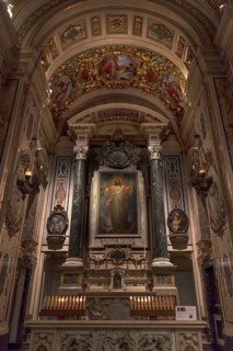 Side altar of the baroque Chiesa del Gesu, built at the end of the 16th century, Via di Porta