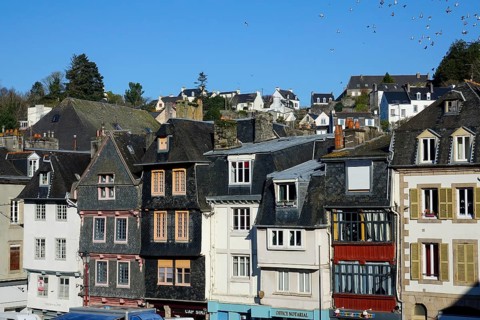 Old houses on Place Alende, Morlaix Montroulez, Finistere Penn Ar Bed department, Brittany Breizh