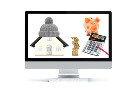 House, model house, bobble hat, cap, euro coins, saving, energy, expensive, inflation rate, cold,