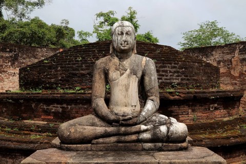 Seated Buddha in Vatadage building, The Quadrangle, UNESCO World Heritage Site, the ancient city of
