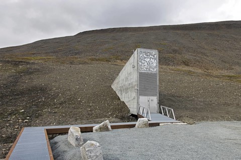 Entrance to the Svalbard Global Seed Vault, largest seed bank in the world and backup facility for