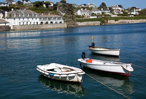 Dinghies boats in the harbour, St Mawes, Cornwall, England, UK
