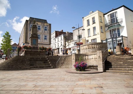 War memorial in town centre of Chepstow, Monmouthshire, Wales, UK