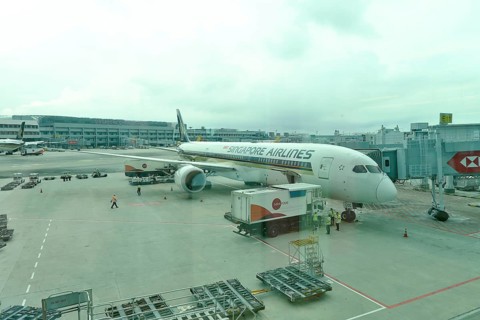 Airbus A 350 900 at Terminal 3, Changi Airport Singapore, Singapore, Asia
