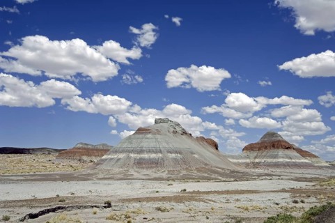 The Tepees or cones are structures with layers of blue, purple and gray created by iron, carbon,