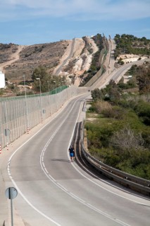 High security fences separate the Spanish exclave of Melilla, Spain from Morocco, north Africa,