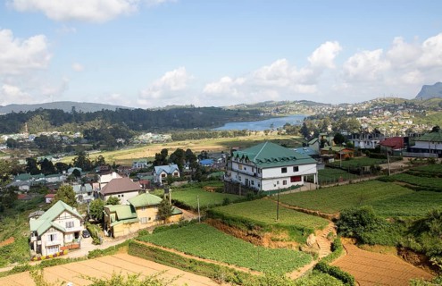 View over the town of Nuwara Eliya, Central Province, Sri Lanka, Asia