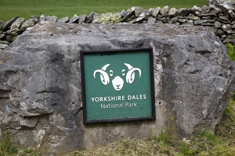 Sign for Yorkshire Dales national park, England, UK