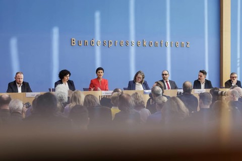 Christian Leye, MP, Amira Mohamed Ali, Dr Sahra Wagenknecht, Prof. Dr Shervin Haghsheno, university