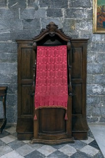 Historic confessional in the church of San Donato, Via S. Donato, 10, in the centre of Genoa,