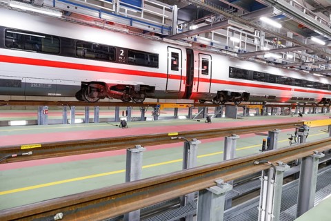 A Deutsche Bahn ICE train stands at the ICE plant in Berlin Rummelsberg, Berlin, 20 December 2022