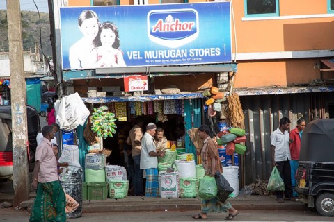 Shops in town of Haputale, Badulla District, Uva Province, Sri Lanka, Asia